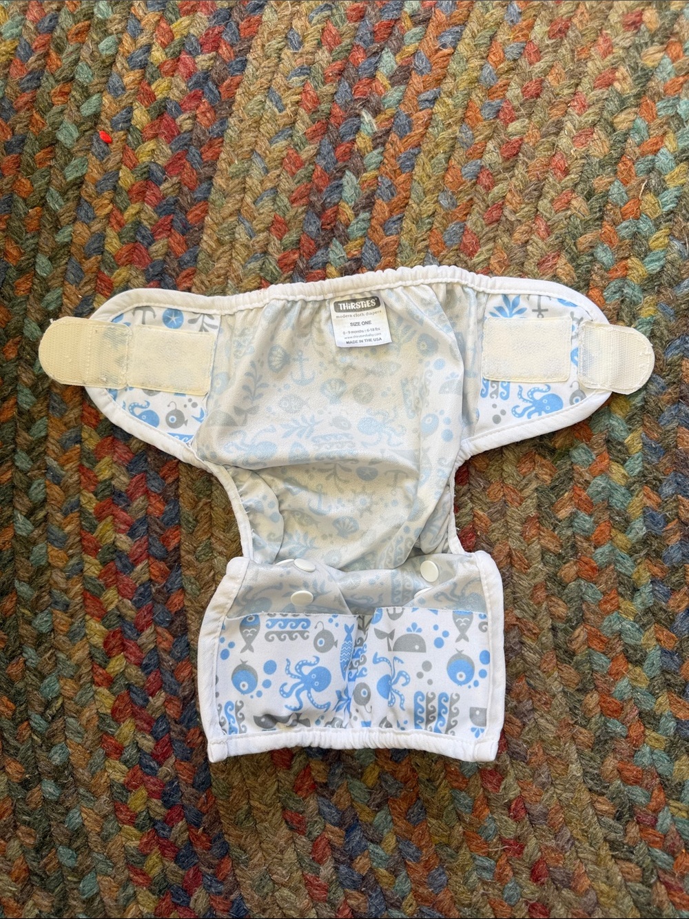 Thirsties Duo Wrap Cloth Diaper Cover Ocean Life 0-9 Months - Picture 4 of 4